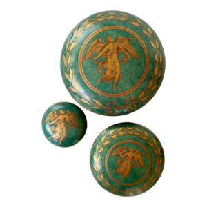 Mottahedeh Porcelain "Archangel Gabriel" Lidded Nesting Trinket Boxes-Williamsburg Collection, 1996