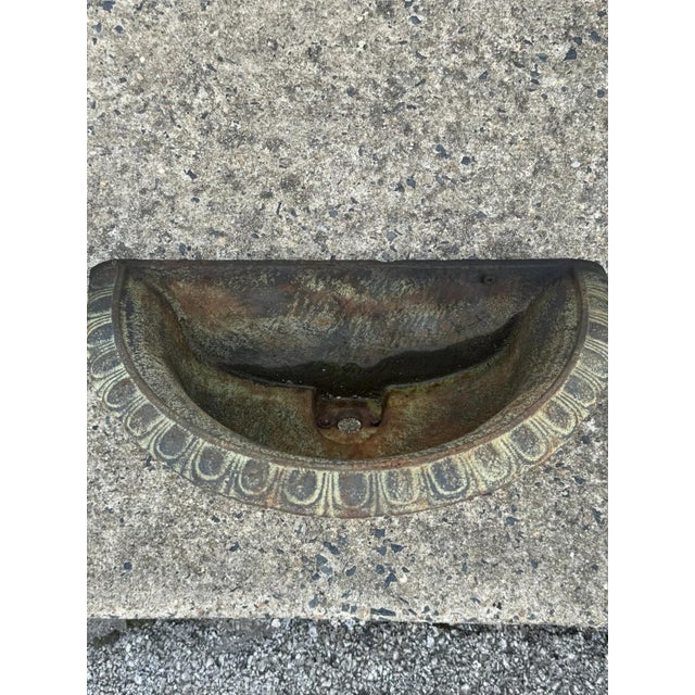 :ate 20th Century Neoclassical Style Cast Iron Wall Fountain Bowl Urn Lavabo Garden Planter Pot For Sale - Image 4 of 14