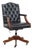 Dark Blue Cowhide Chesterfield Swivel Desk Chair For Sale