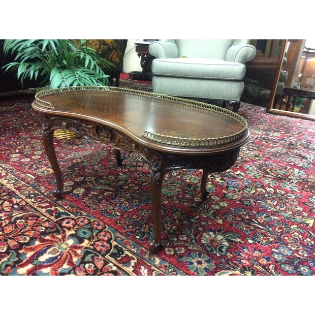 French Vintage French Style Coffee Table, Kidney Shaped Coffee Table For Sale - Image 3 of 8