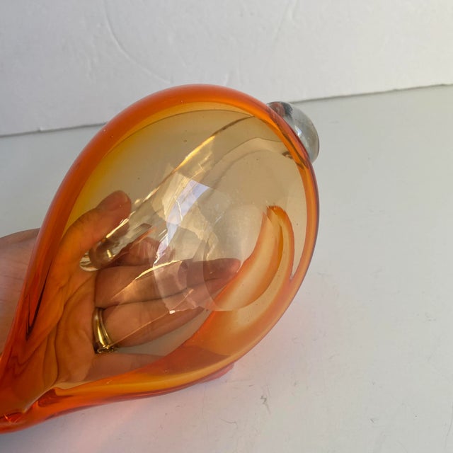 Glass Vintage Orange Art Glass Bird Swan Dish For Sale - Image 7 of 8