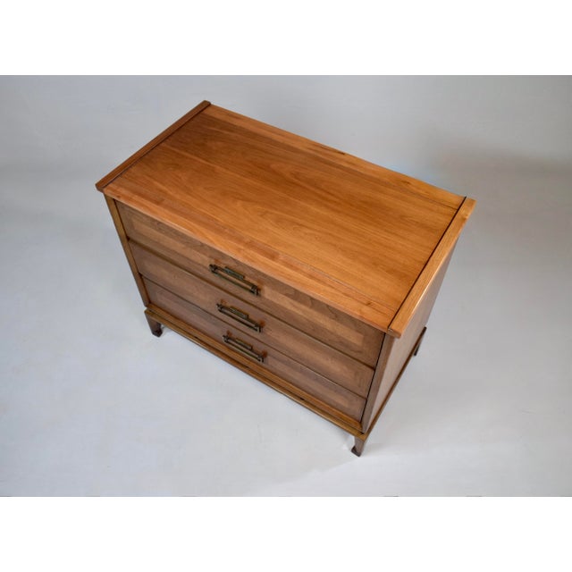 Wood 1960's Walnut Banded Commodes Chests of Drawers, Pair For Sale - Image 7 of 12