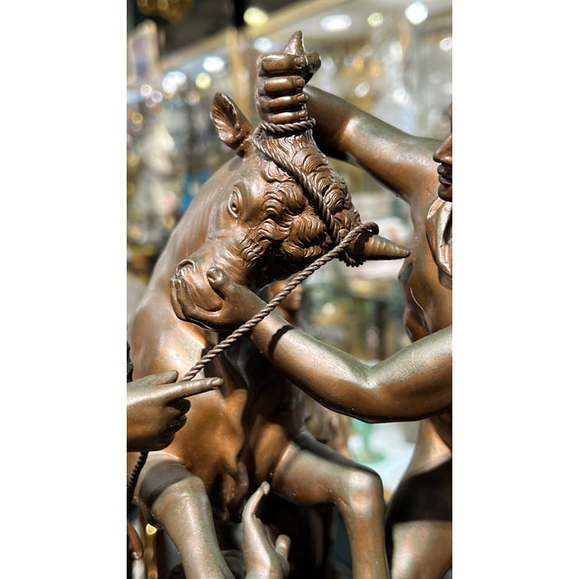 Antique (late 19th century) Grand Tour bronze sculpture of the Farnese bull, after the classical period original, cast by...