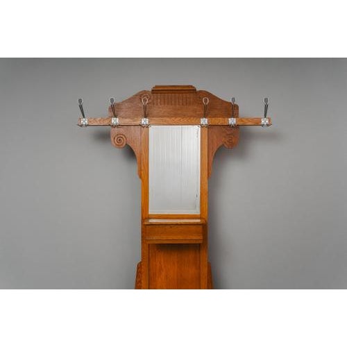 Brown Art Nouveau Oak Wardrobe For Sale - Image 8 of 17