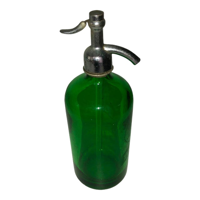 Circa 1900 Seltzer Bottle Green Glass For Sale