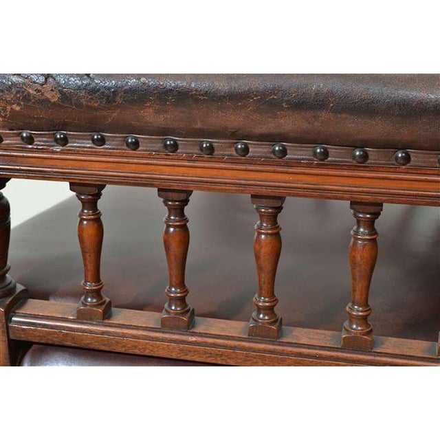 Brown Set of 19th Century English Leather Armchairs For Sale - Image 8 of 10