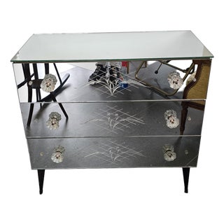 Venetian Mirrored Chest of 3 Drawers, 1950s For Sale