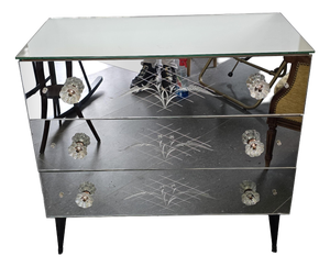 Venetian Mirrored Chest of 3 Drawers, 1950s