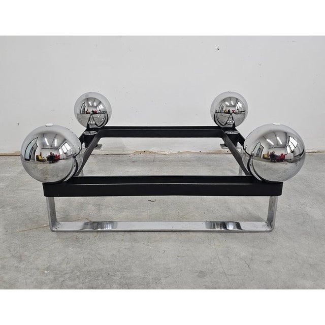 Vintage French Table in Chrome Plated Steel and Tinted Glass, 1970s For Sale - Image 12 of 13