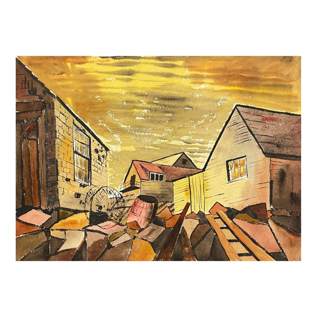 1933 Rockport Coastal Watercolor For Sale