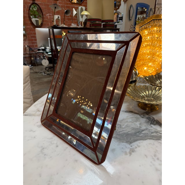 Burgundy Italian Chrome and Burgundy Suede Picture Frame, 1970s For Sale - Image 8 of 9