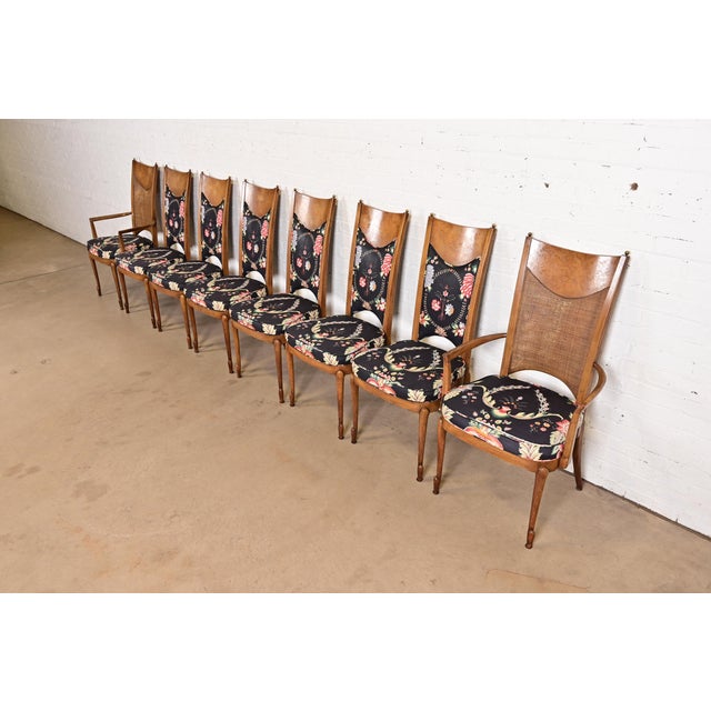 Mastercraft William Doezema for Mastercraft Mid-Century Modern Hollywood Regency Burl Wood Dining Chairs, Set of Eight For Sale - Image 4 of 12