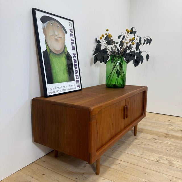Low Sideboard with Retractable Teak Doors from Dyrlund, Denmark, 1960 For Sale - Image 9 of 11