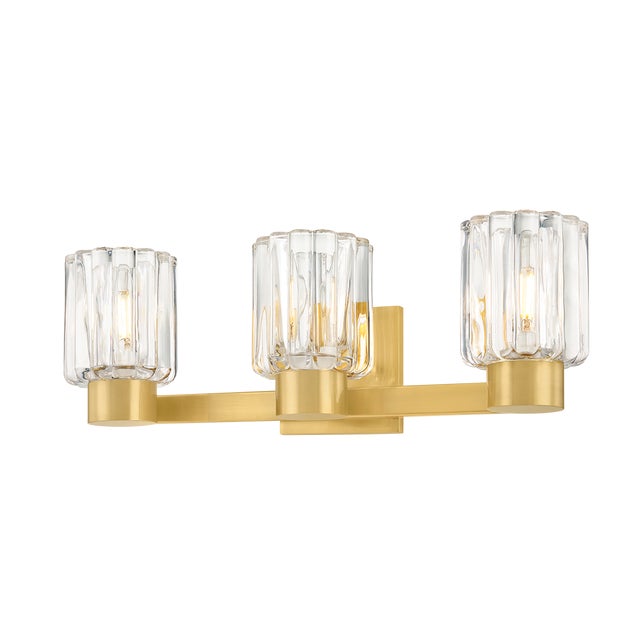Glass Mitzi Danae 18 in. 3 Light Bath and Vanity in Aged Brass Finish For Sale - Image 7 of 7