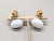 American Vintage 1980s Signed Napier Goldtone White Melon Drop Clip Earrings-2 Pieces For Sale - Image 3 of 8