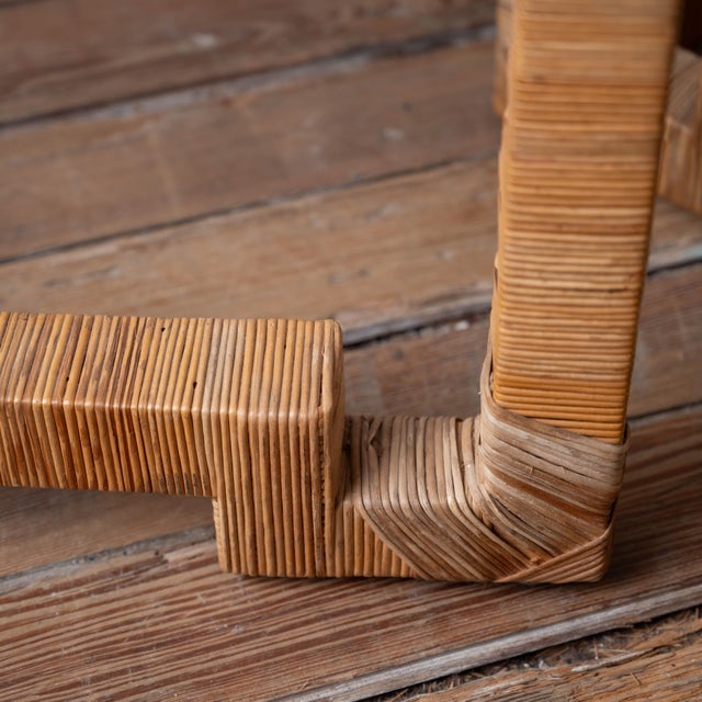 Tan Rattan-Wrapped Nesting Tables Attributed to Bielecky Brothers, c.1970 For Sale - Image 8 of 9