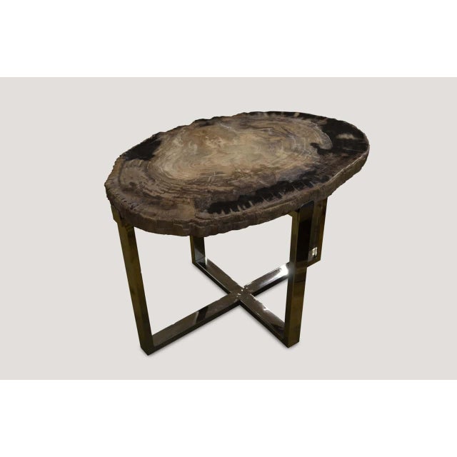 2010s Andrianna Shamaris Petrified Wood Slab Side Table For Sale - Image 5 of 5