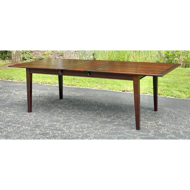 Wood Rustic European Cherry Farmhouse Dining Table With Leaf For Sale - Image 7 of 10