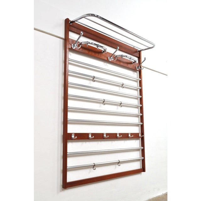 1960s Large Mid-Century Mahogany Wall Coat Rack, 1960s For Sale - Image 5 of 11