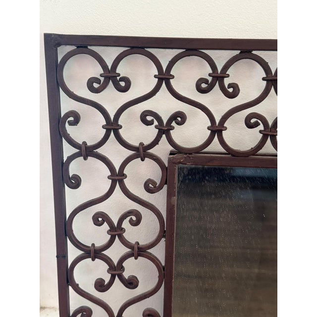 Mediterranean Wrought Iron Scroll Wall Mirror For Sale - Image 4 of 6