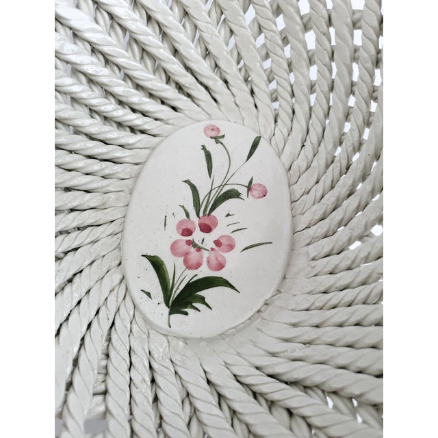 Bowl Centerpiece Spaghetti Porcelain & Roses Italy 1960s For Sale - Image 9 of 13