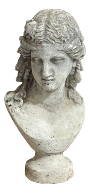 French Cast Stone Garden Bust of Ariadne, Circa 1900
