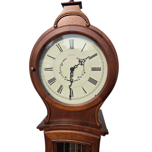 Ethan Allen Swedish Home Grandfather Clock Bombe Mora Longcase Bombay For Sale - Image 10 of 17