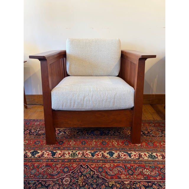 In our gallery in Sunapee Harbor are a pair of two Stickley Park Slope Chairs with a Central Valley finish. These two...
