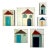 Encaustic Collage Collection by Gina Cochran - "Tiny Dwellings" Series - Red Tile Roofs - Set of 6 For Sale