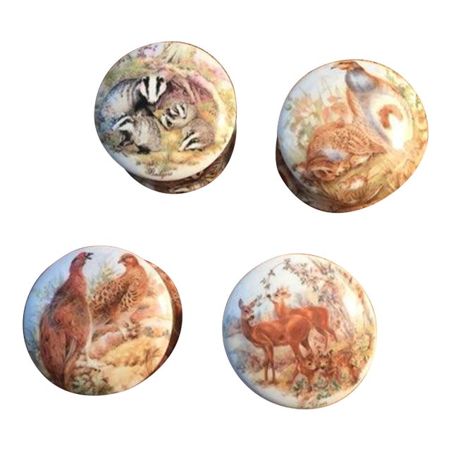 Set of 4 1990s Porcelain Newhall Staffordshire Boxes For Sale