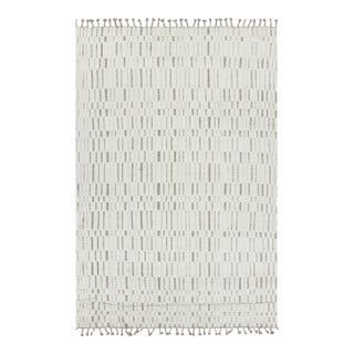 Rug & Kilim’s Contemporary Rug in White with High-Low Geometric Patterns - 12x16 For Sale