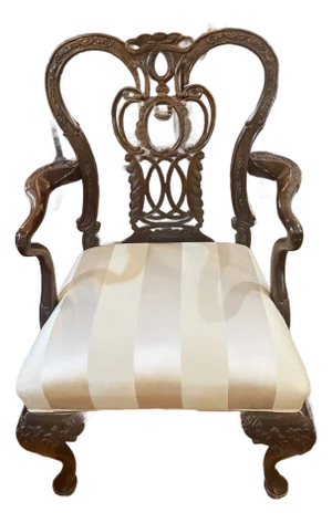 Century Furniture Georgian Style Carved Solid Mahogany Armchair