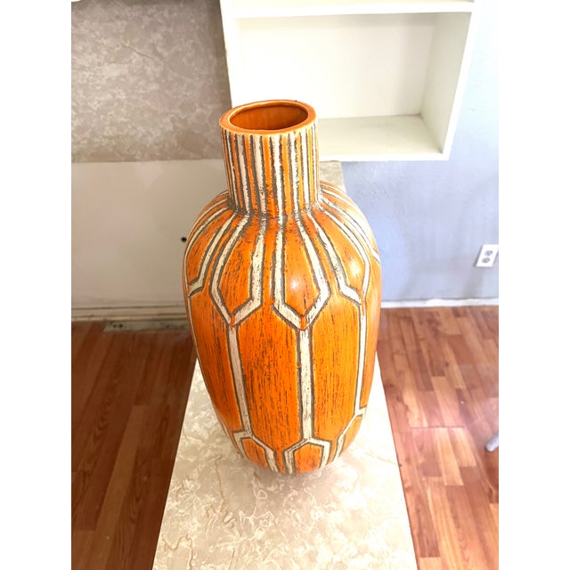 Super cool retro style large vase with retro patterns. The will definitely stand out in any room.
