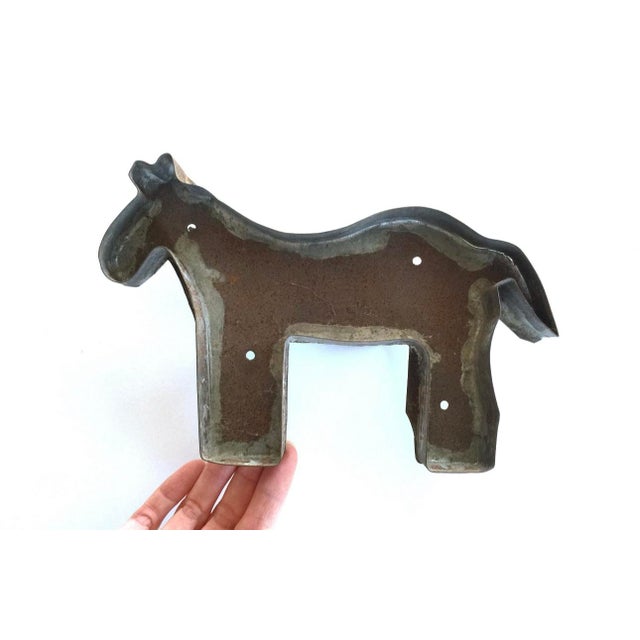 Late 19th Century Late 19th Century Large Primitive Tin Horse Cookie Cutter Amish Style Folk Art Farmhouse Decor For Sale - Image 5 of 7