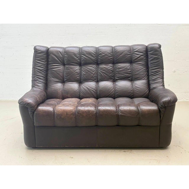 Vintage Black Leather Sofa, 1970s For Sale - Image 15 of 15