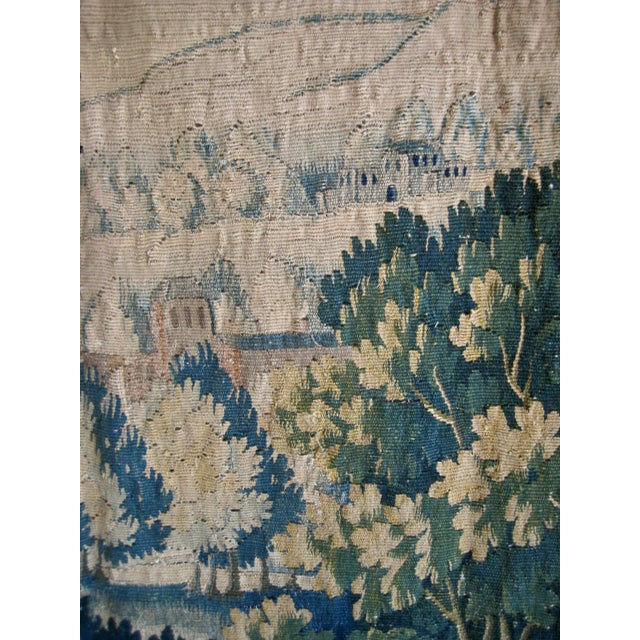 Textile Early 18th Century Aubusson Verdure Tapestry Lansdscape and a Chicken For Sale - Image 7 of 11