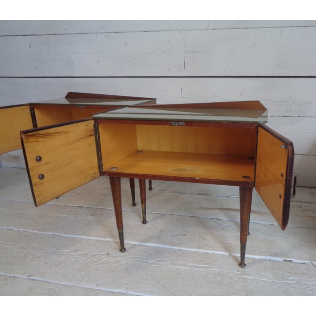 Art Deco Bedside Tables in Briar Brass and Glass, 1950s, Set of 2 For Sale - Image 9 of 18