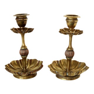 Antique English Art Nouveau Candlesticks, a Pair For Sale