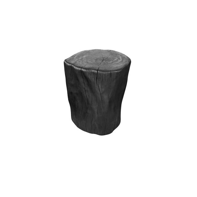 Not Yet Made - Made To Order Natural Solid Lychee Wood Side Table Charred Finish, Modern Organic For Sale - Image 5 of 6