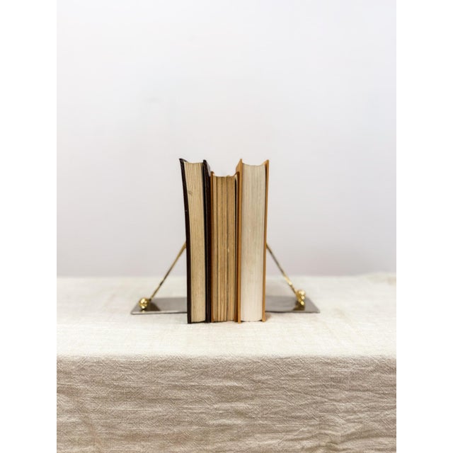Mid 20th Century Vintage Mid-Century Modern Brass Racket Bookends MCM Style Art Deco For Sale - Image 5 of 6