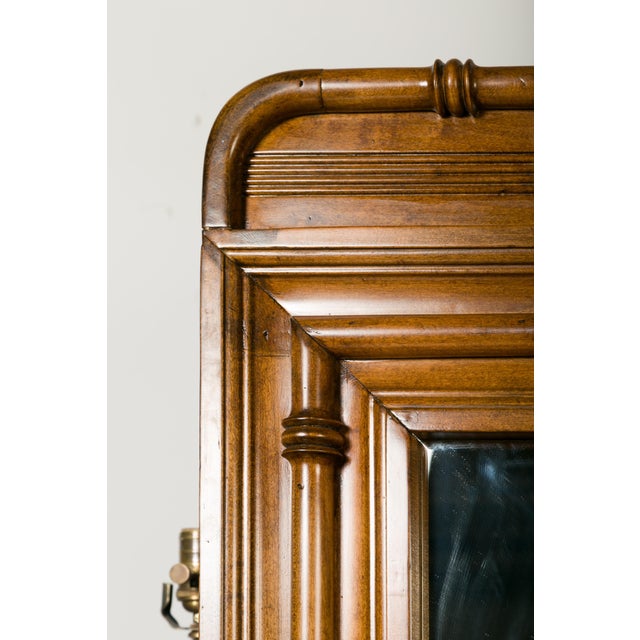 Large English Faux-Bamboo Walnut Mirror Made of 1900s Doors with Carved Ivy For Sale - Image 9 of 12