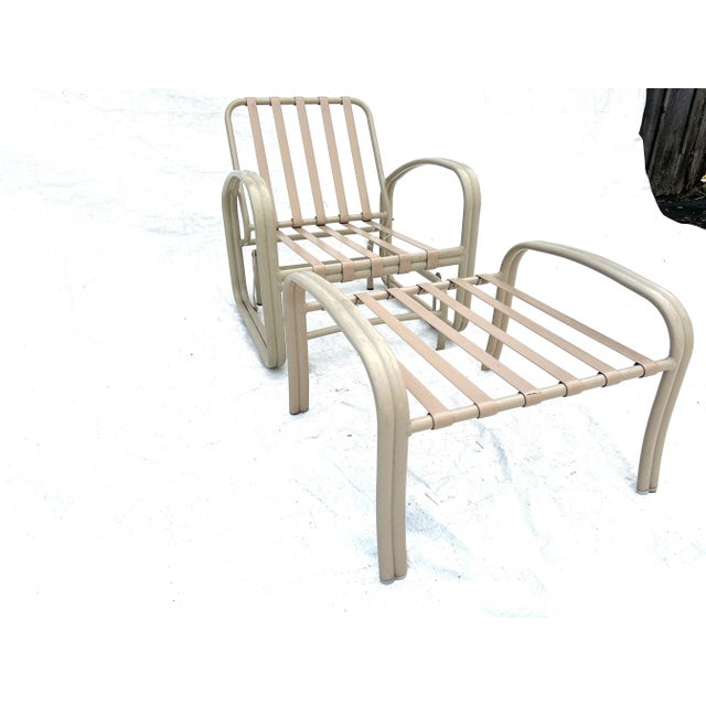 Vintage from 1980's Glider and Ottoman, Glider L: 26. W: 26 H: 30. Arm 22”. Seat: 13” IW: 20. ID: 20. Ottoman L: 26.5. W:...