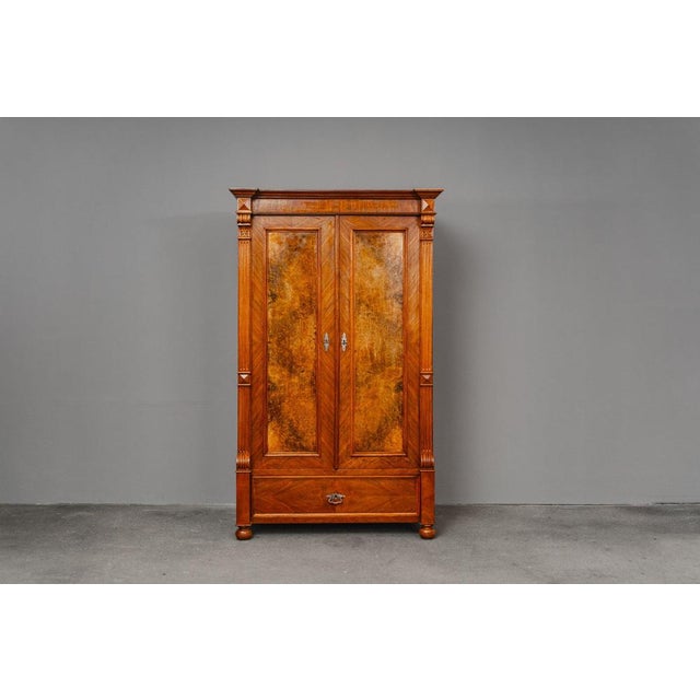 Gründerzeit Walnut Veneer Wardrobe For Sale - Image 3 of 18