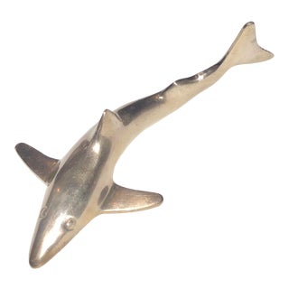 Vintage Brass Shark Figurine For Sale