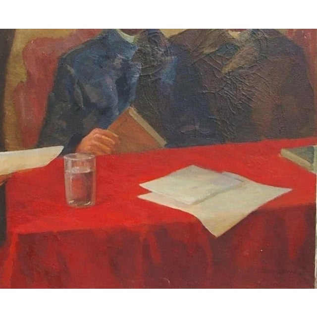 1970s Vladimir Lenin Portrait, Original Soviet Oil Painting, 1970s 100-120 For Sale - Image 5 of 6