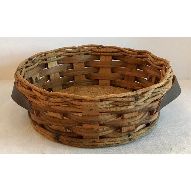 20th Century Country Corning Casserole Basket Server With Leather Handles Chairish