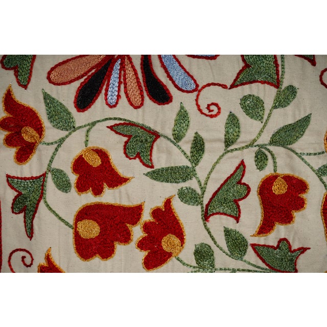 Suzani Embroidered Wall Hanging With Bird & Duck For Sale - Image 9 of 10