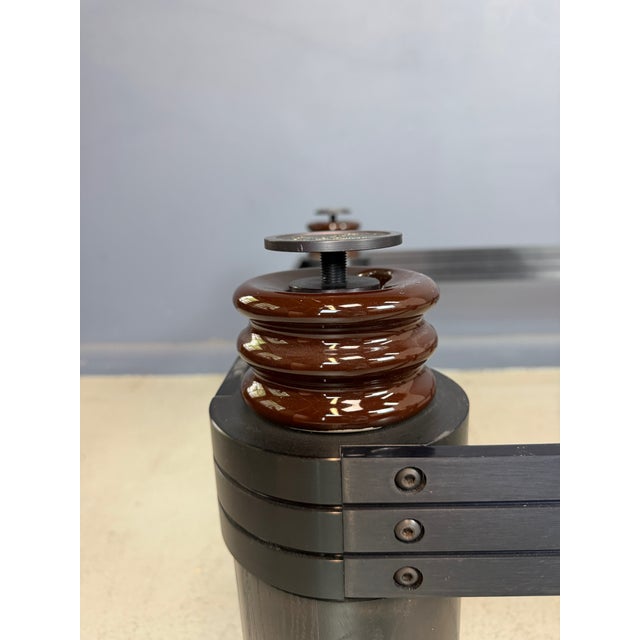 Metal Kaiser/Newman Coffee Table W/Porcelain Insulators, Black Aluminum and Wood Base For Sale - Image 7 of 10