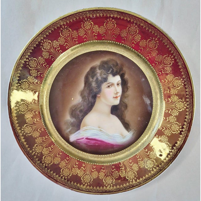Ceramic Pair Antique Austrian Royal Vienna Porcelain Portrait Plates For Sale - Image 7 of 12