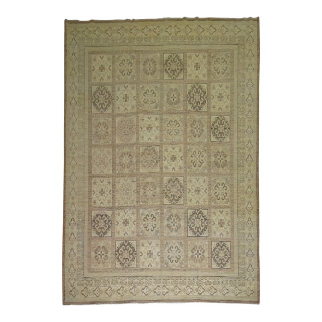 Neutral Vintage Zabihi Collection Room Size Khotan Rug - 8'8" x 11'10" For Sale